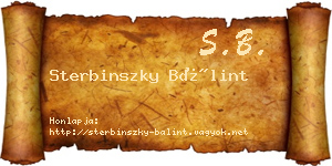Sterbinszky Bálint névjegykártya